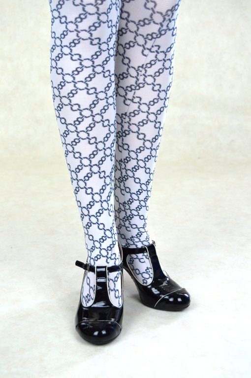 Embassy White Pattern Tights ladies vintage retro 60s 70s style Mod Shoes