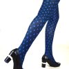 Blue Spotted Tights - ladies vintage retro 60s - 70s style