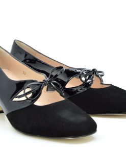 The Renee In Black Leather / Suede – Ladies Retro T-Bar Shoe by ...