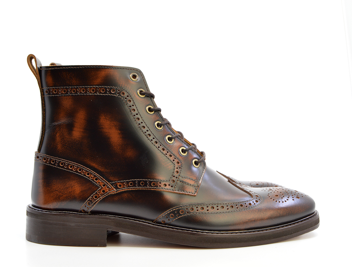 The Shelby V2 New Thicker Soles Cognac Brogue Boots Peaky Blinders Inspired Mod Shoes