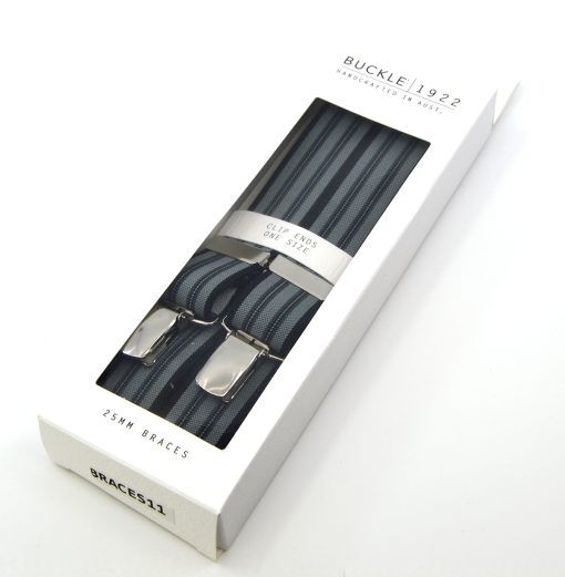 2 Shades Gray Multi Colour Stripe Braces - Vintage Style Clip On - Image 2