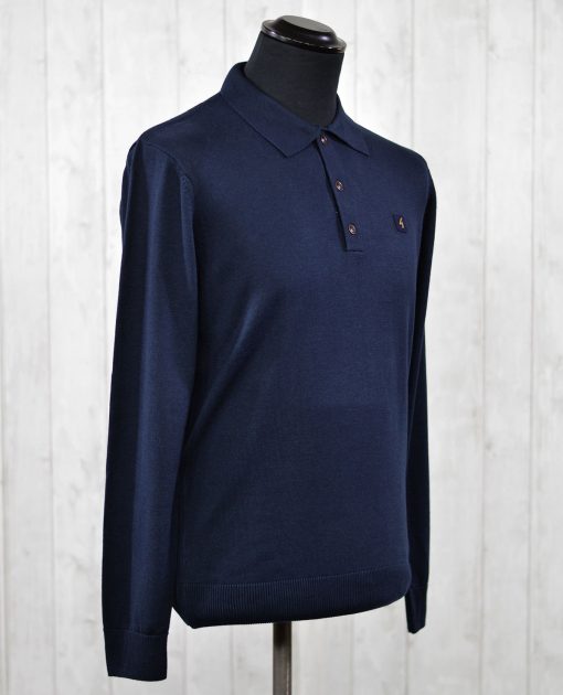 Gabicci Navy Blue Francesco long Sleeve Polo Top – Mod Shoes