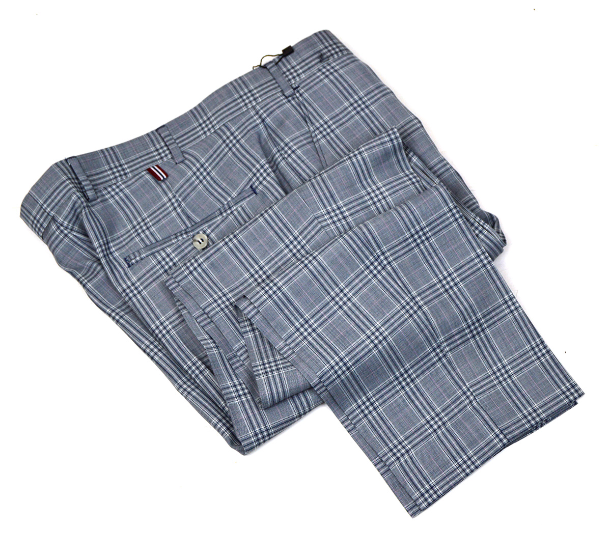 blue check trousers womens