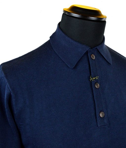 Gabicci Navy Blue Francesco long Sleeve Polo Top – Mod Shoes