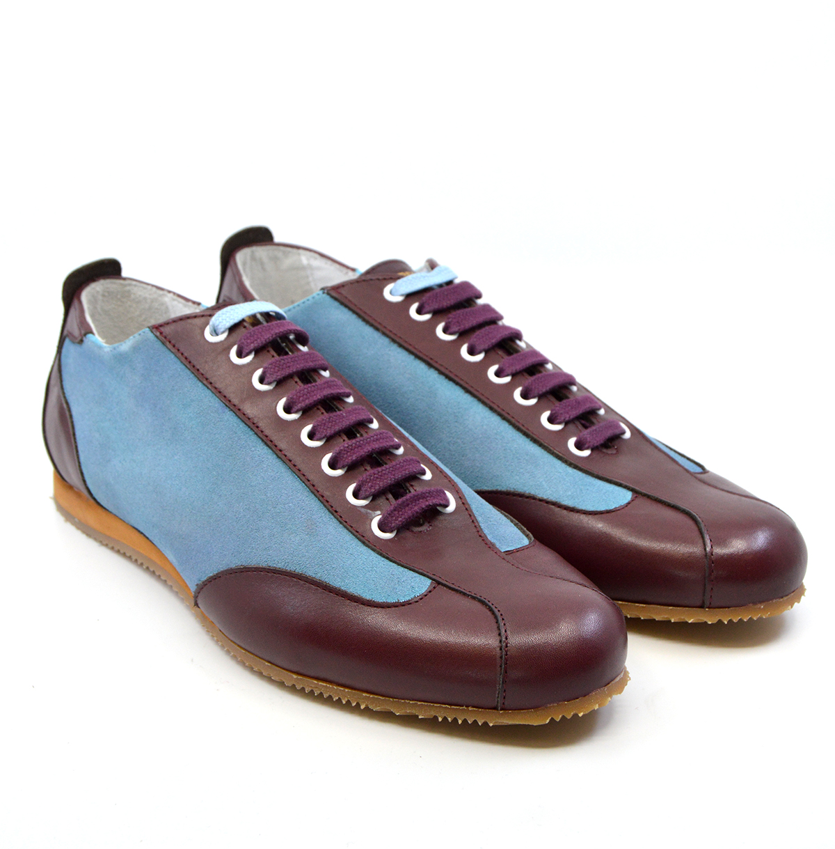 The Fresco In Claret & Blue Leather & Suede – Old School Trainers – Mod ...