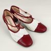 The Betty Burgundy & Cream Leather - T-Bar Ladies Shoes By Modshoes