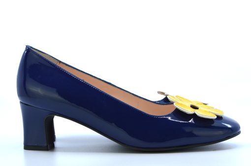 The Fleur Flower Shoes – Navy & Yellow Ladies Retro Vintage 60’s Style ...
