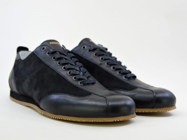 The Fresco In Black Leather & Suede – Old School Trainers – Mod Shoes