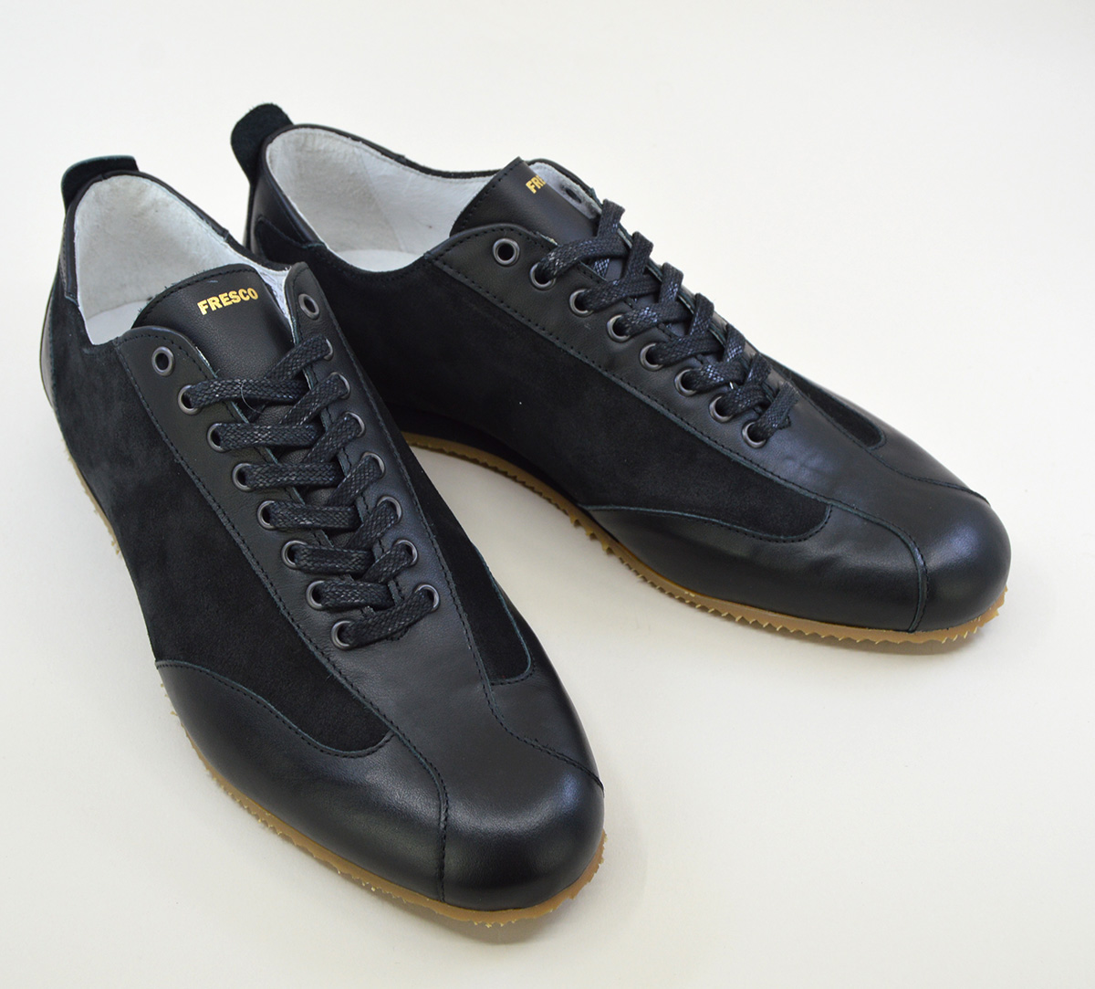 The Fresco In Black Leather & Suede – Old School Trainers – Mod Shoes