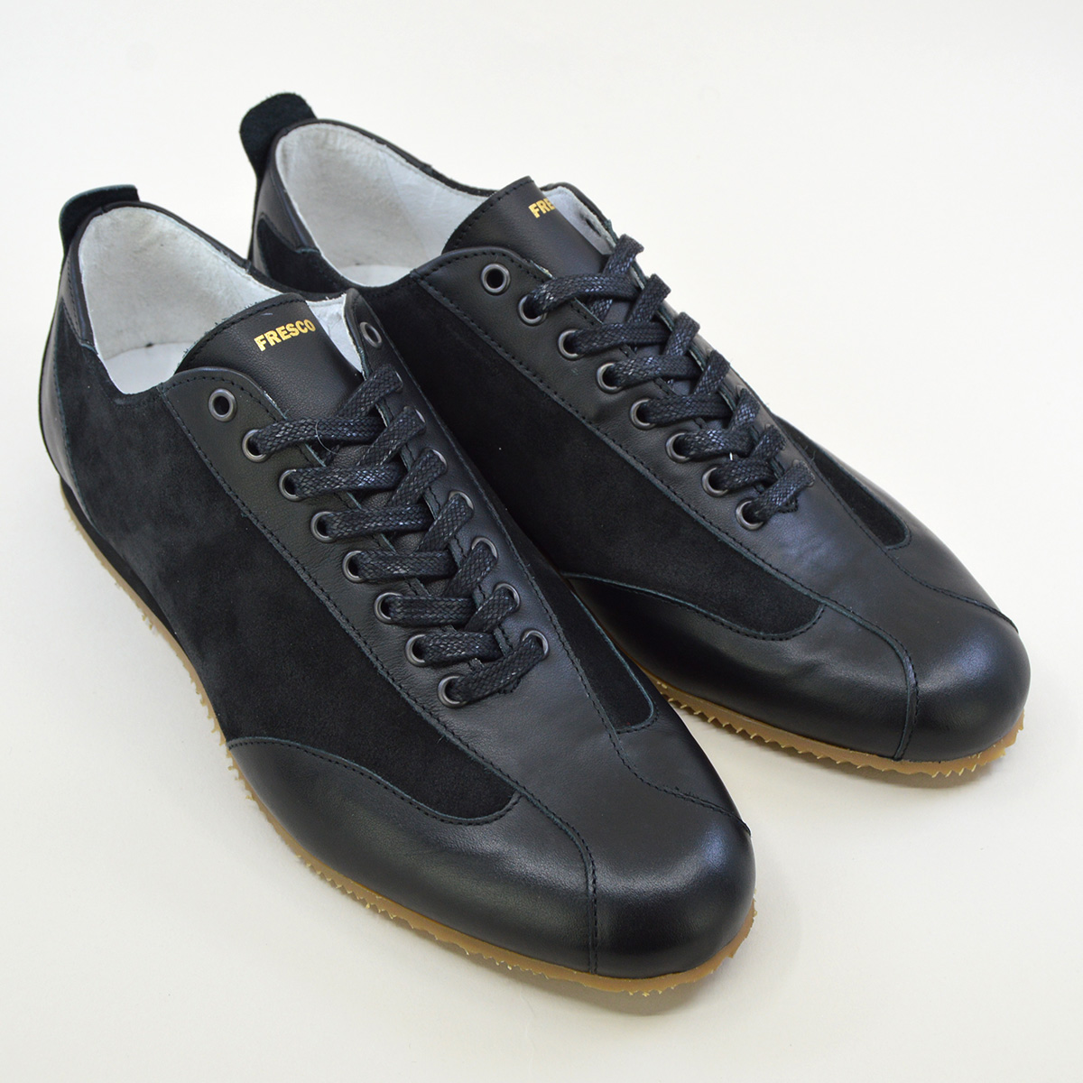 The Fresco In Black Leather & Suede – Old School Trainers – Mod Shoes