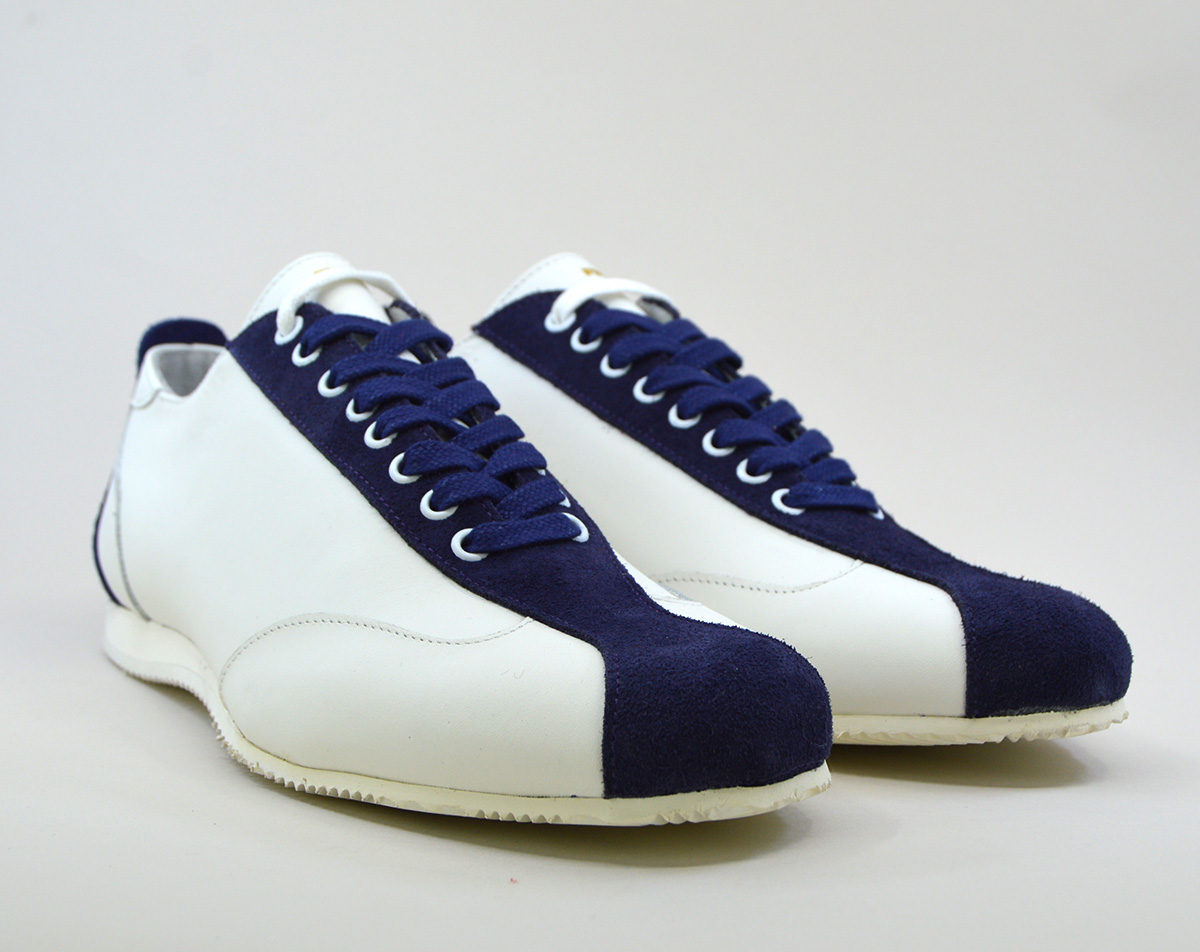 The Fresco In White & Blue Leather & Suede – Old School Trainers – Mod ...