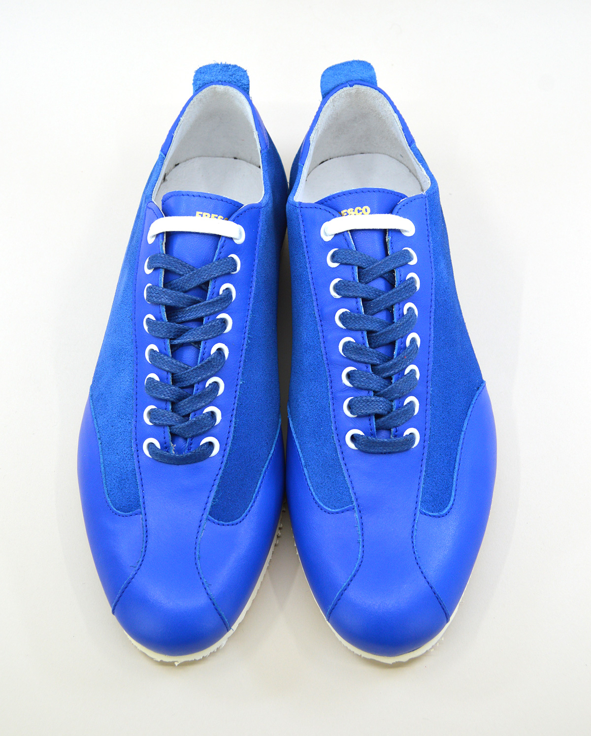 The Fresco In Blue Leather & Suede – Old School Trainers – Mod Shoes