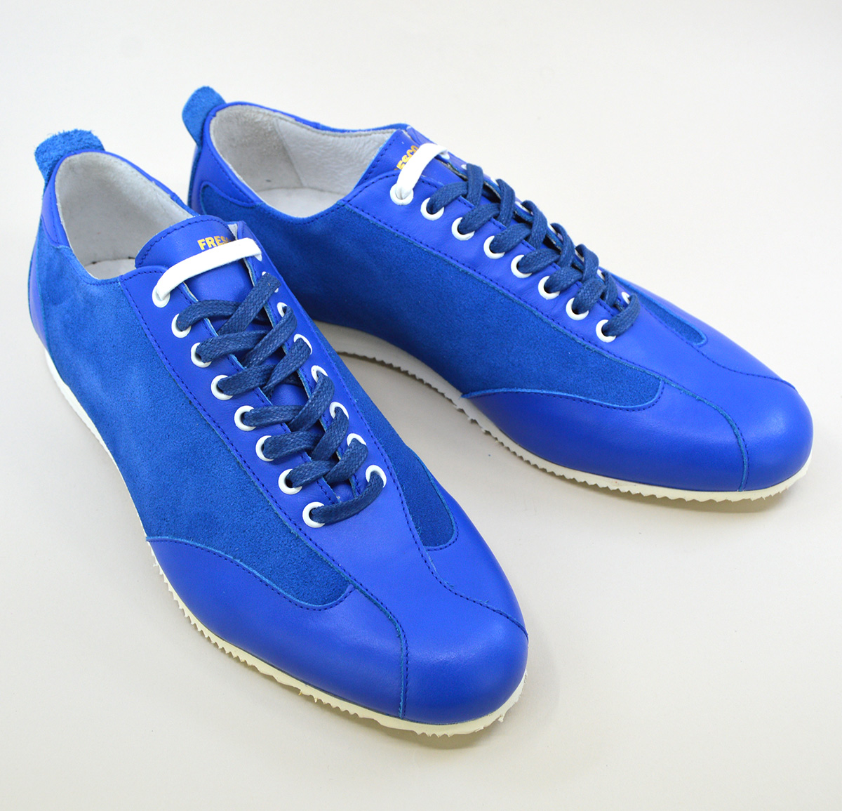 The Fresco In Blue Leather & Suede – Old School Trainers – Mod Shoes