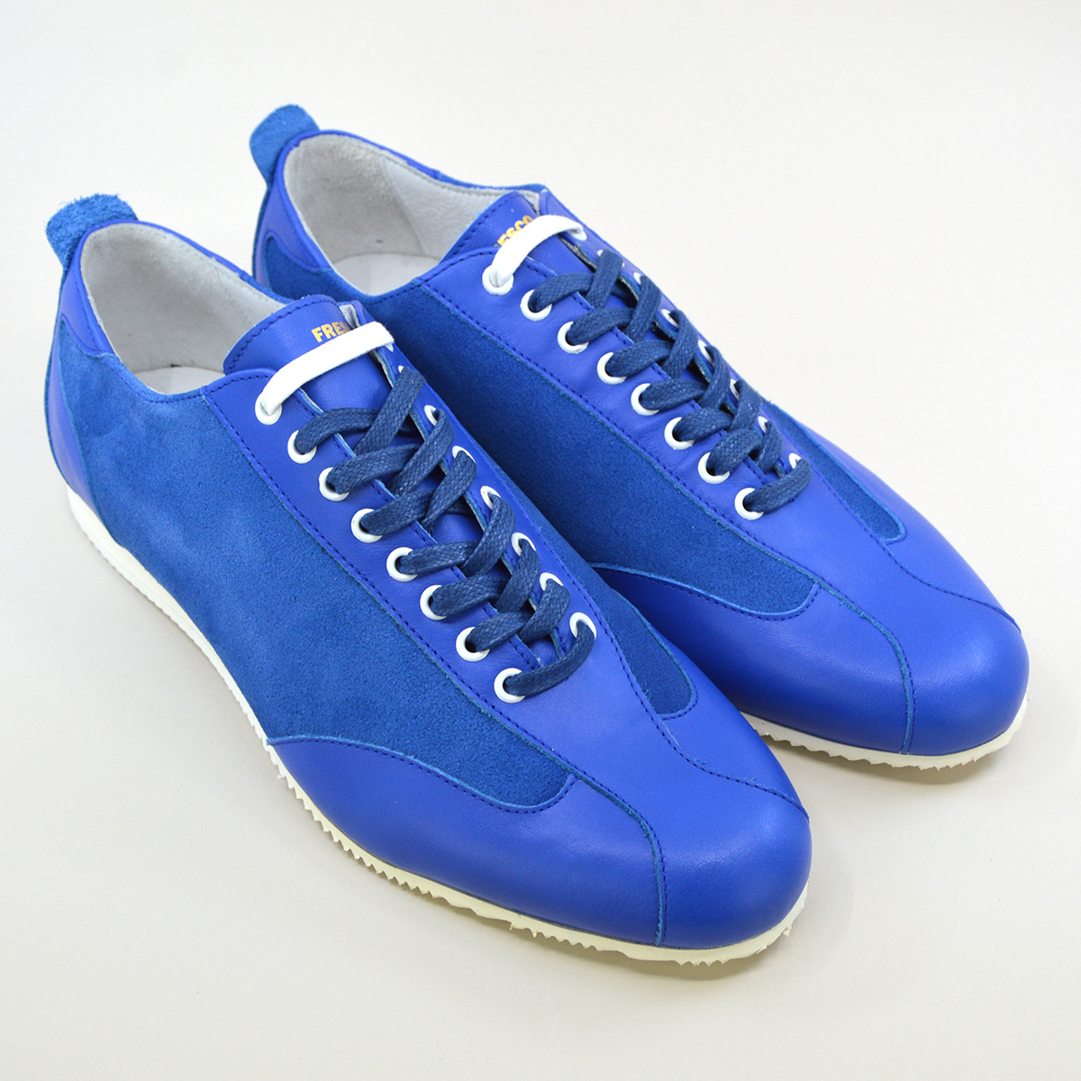 The Fresco In Blue Leather & Suede – Old School Trainers – Mod Shoes