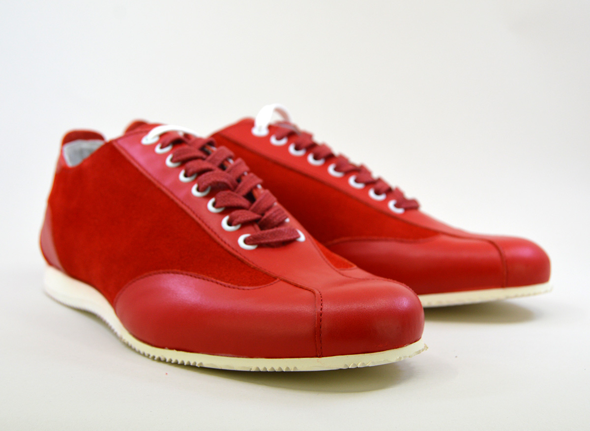 The Fresco In Red Leather & Suede – Old School Trainers – Mod Shoes