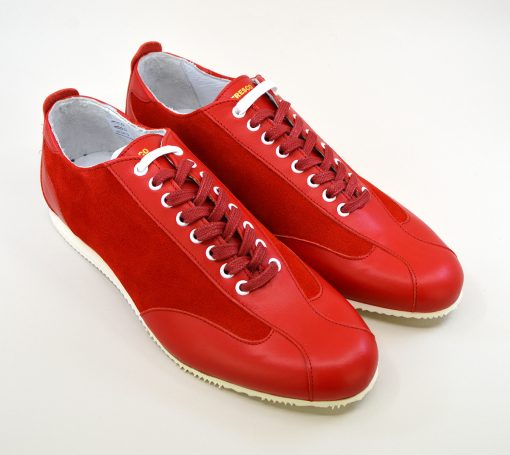 The Fresco In Red Leather & Suede – Old School Trainers – Mod Shoes