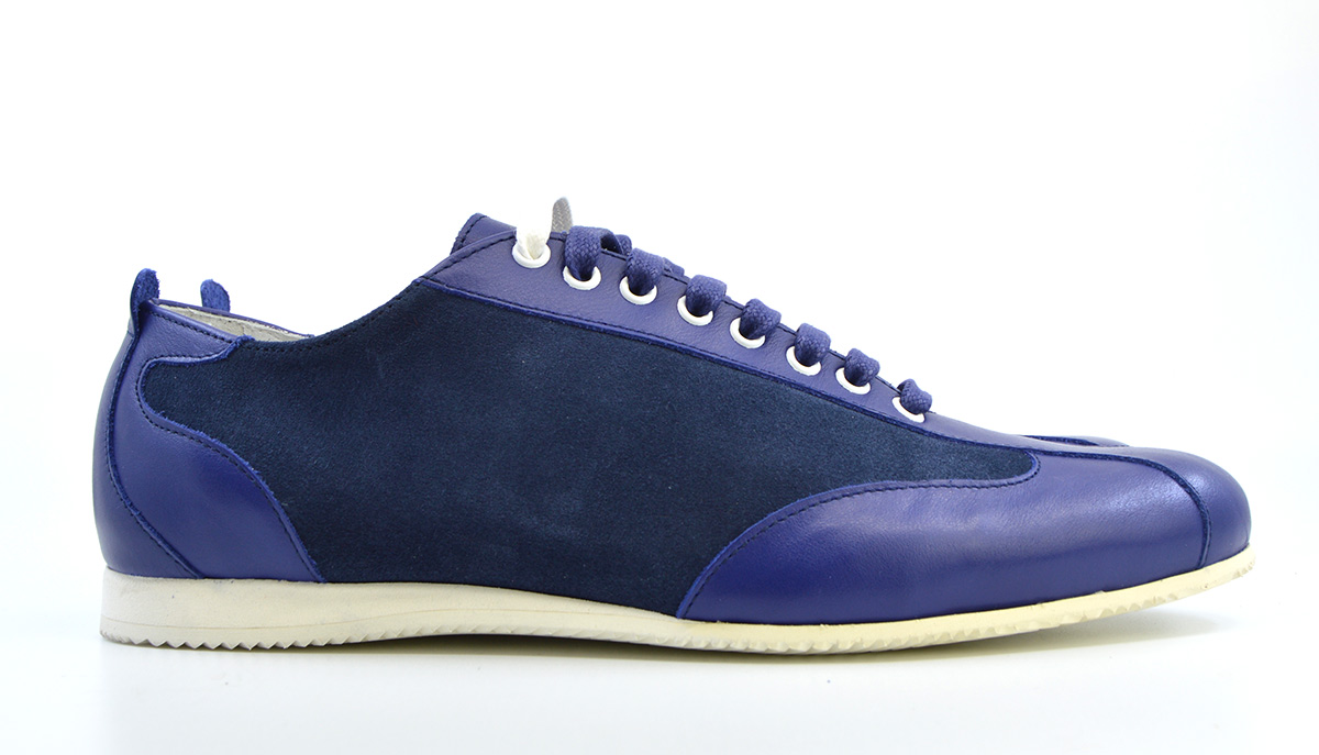 The Fresco In Indigo Leather & Suede – Old School Trainers – Mod Shoes