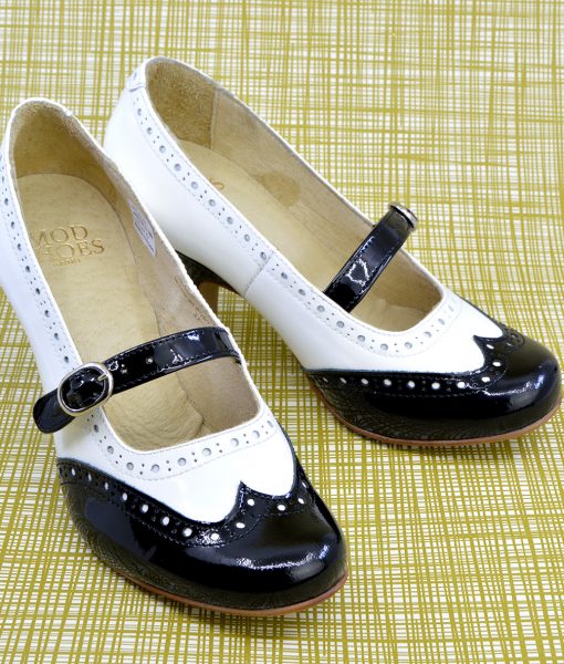 The Penny – Black & White Patent Leather Mary Jane – Vintage Retro