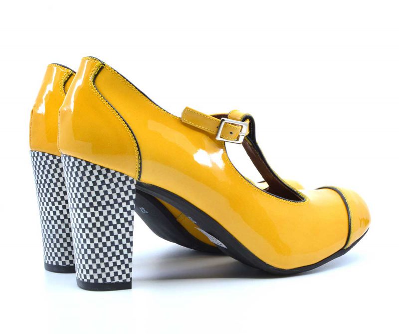 The Dusty In Sunflower Patent – Ladies Retro T-Bar Shoe by Modshoes ...