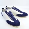 The Fresco In White Leather & Blue Suede V2 - Old School Trainers