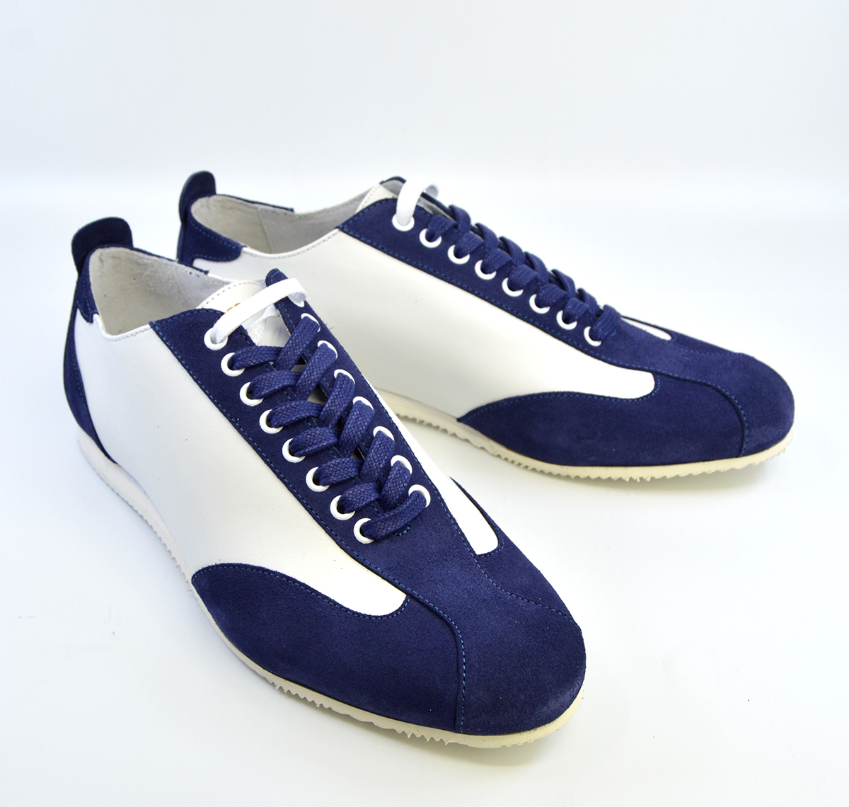 The Fresco In White Leather & Blue Suede V2 – Old School Trainers – Mod ...