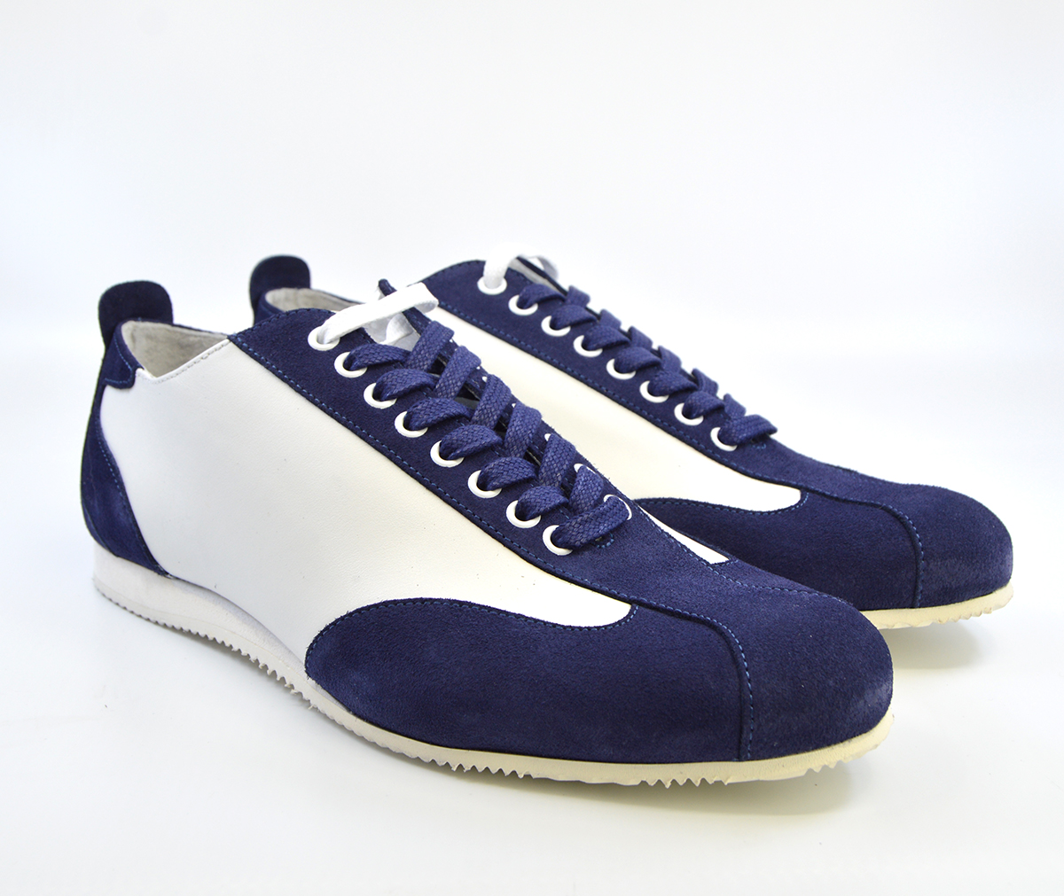 The Fresco In White Leather & Blue Suede V2 – Old School Trainers – Mod ...