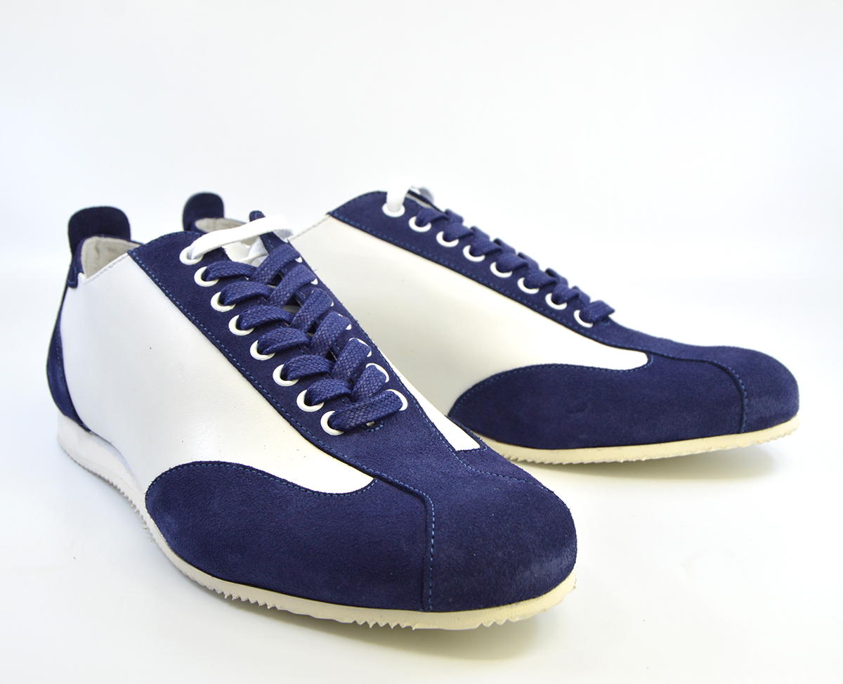 The Fresco In White Leather & Blue Suede V2 – Old School Trainers – Mod ...