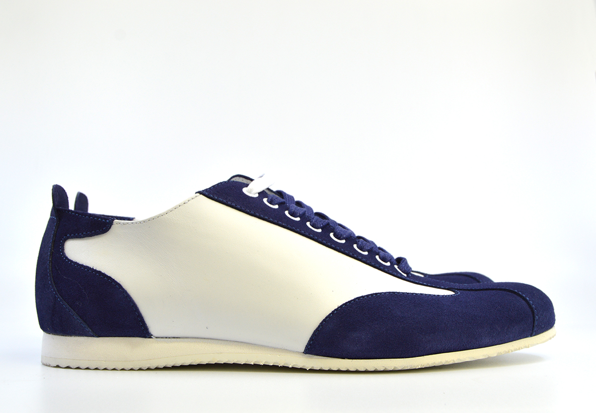 The Fresco In White Leather & Blue Suede V2 – Old School Trainers – Mod ...