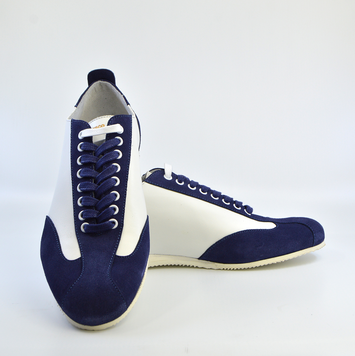 The Fresco In White Leather & Blue Suede V2 – Old School Trainers – Mod ...