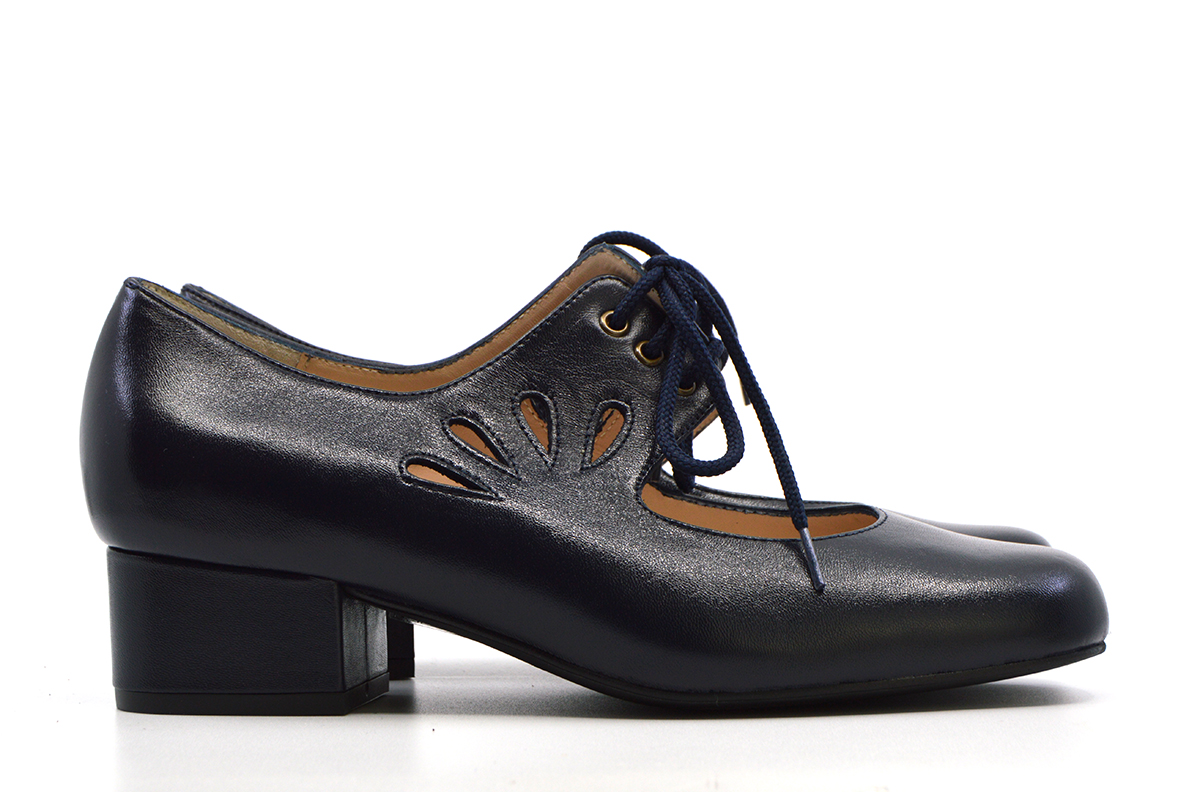 The Marianne In Navy Leather – 60s 70s Vintage Style Ladies Shoes – Mod ...