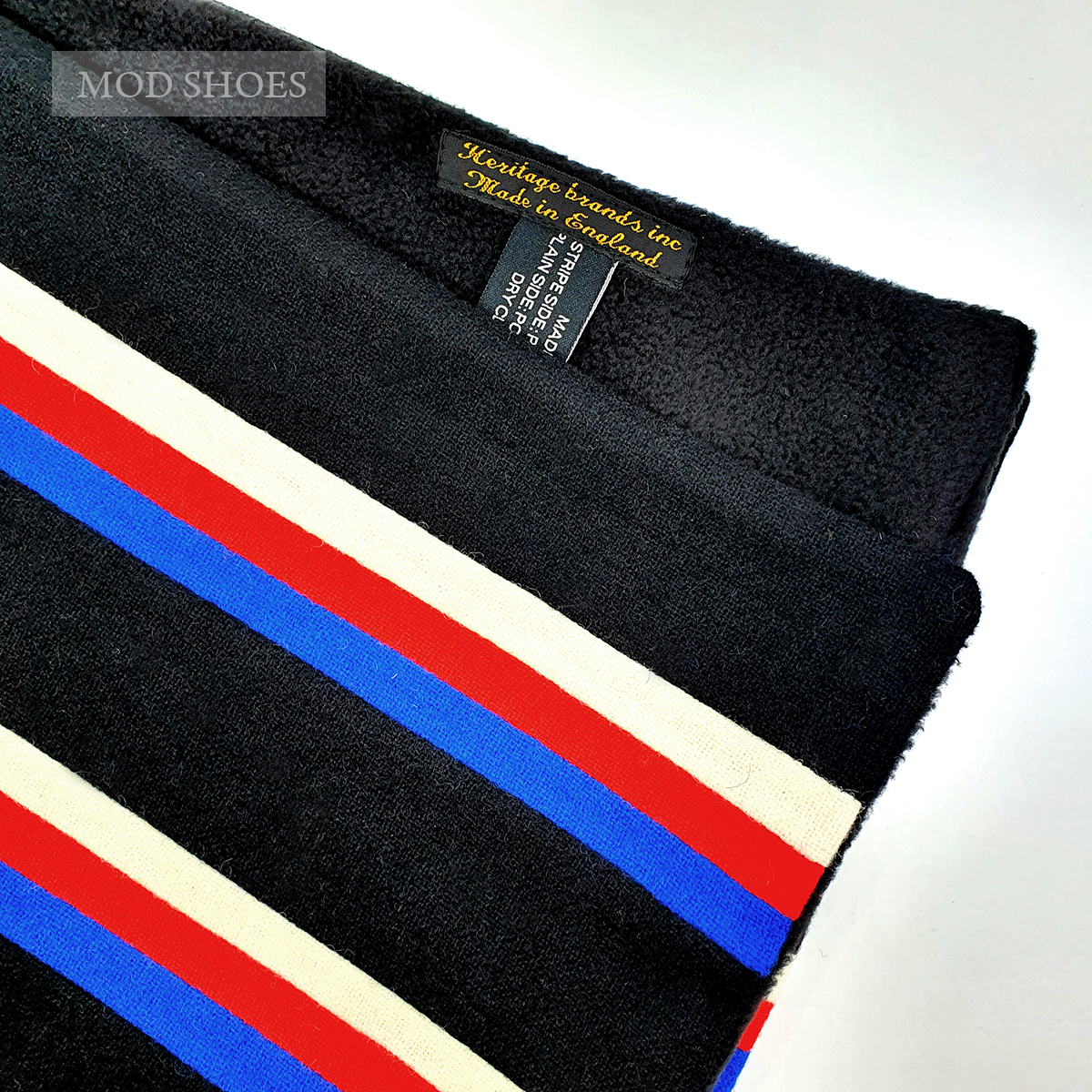 Black With Red/White/Blue Stripe College Scarf – Made In England – Mod ...