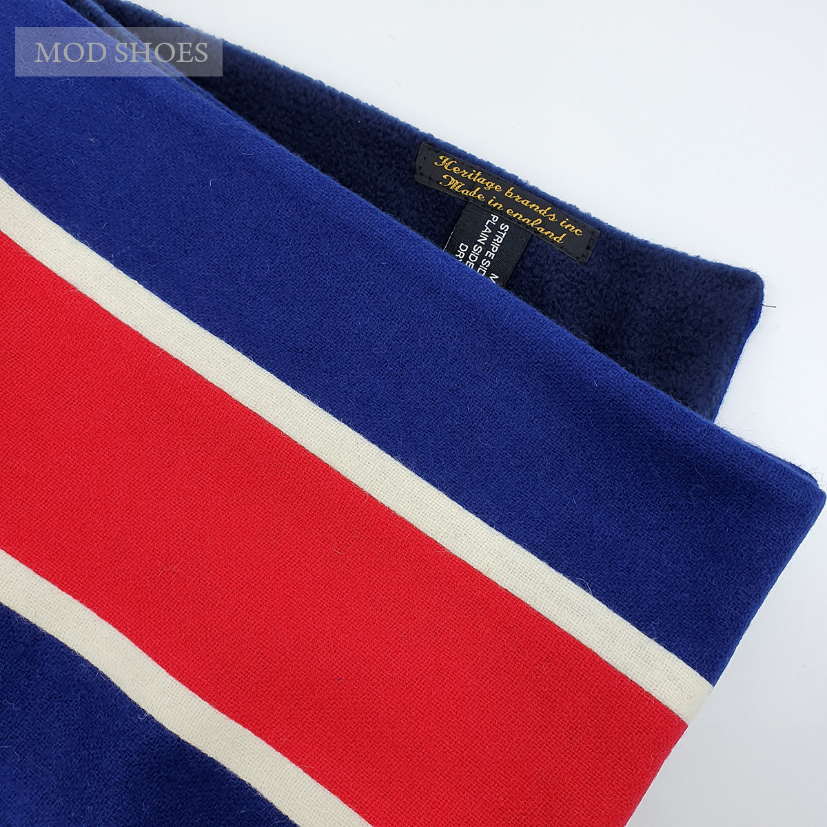 Red White Royal Blue Stripe College Scarf – Made In England – Mod Shoes