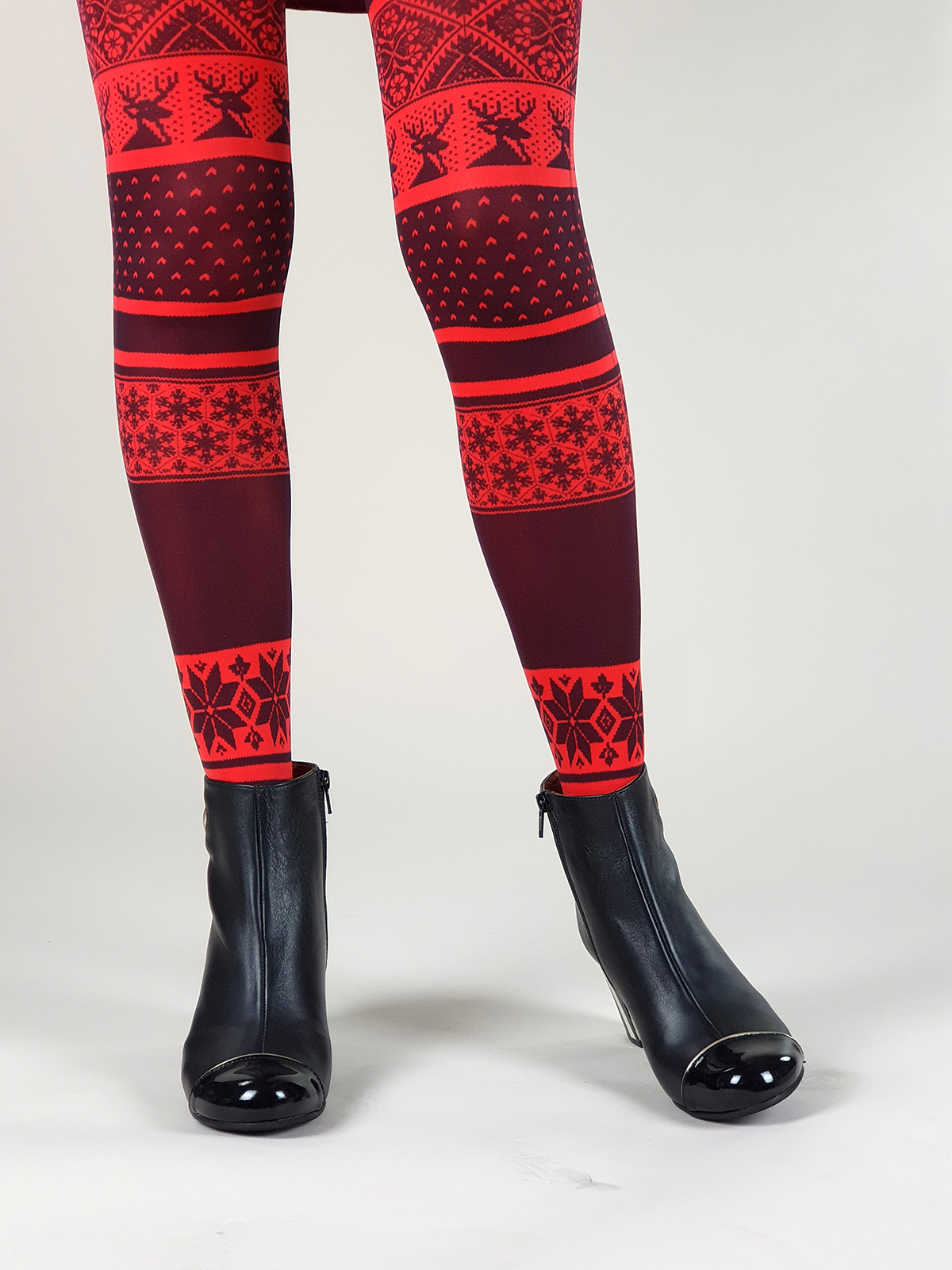 Red Fairisle Pattern Tights – ladies vintage retro Christmas 60s – 70s ...