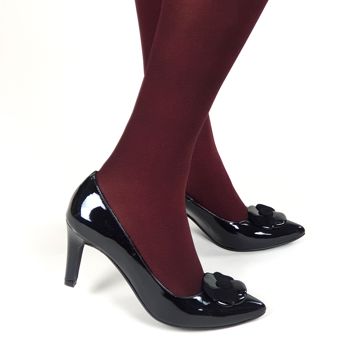 Burgundy Shimmer Tights – ladies vintage retro 60s – 70s style – Mod Shoes