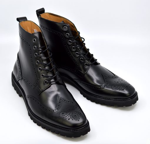 The Shelby with Rubber Winter Soles – Black Brogue Boots – Peaky ...