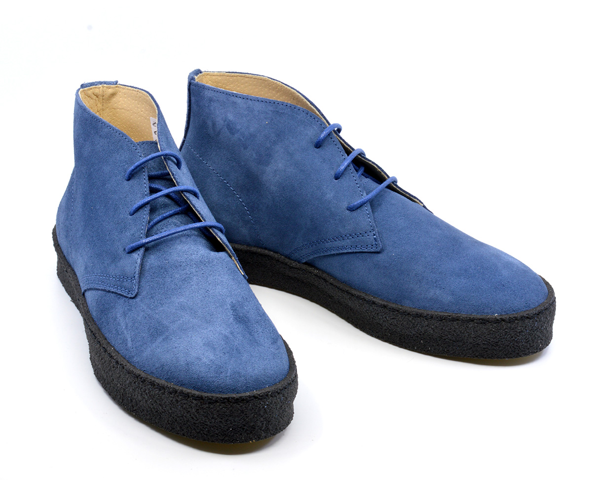 Chukka Boot Iris Blue Suede – The Brett – Mod Shoes