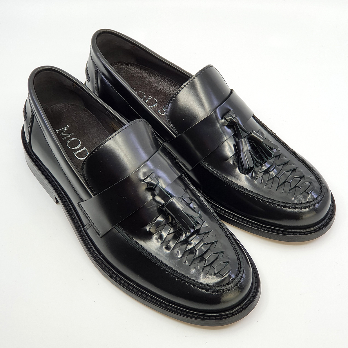 The Allnighter – Women’s Basket Weave Black Tassel Loafers – SKA ...