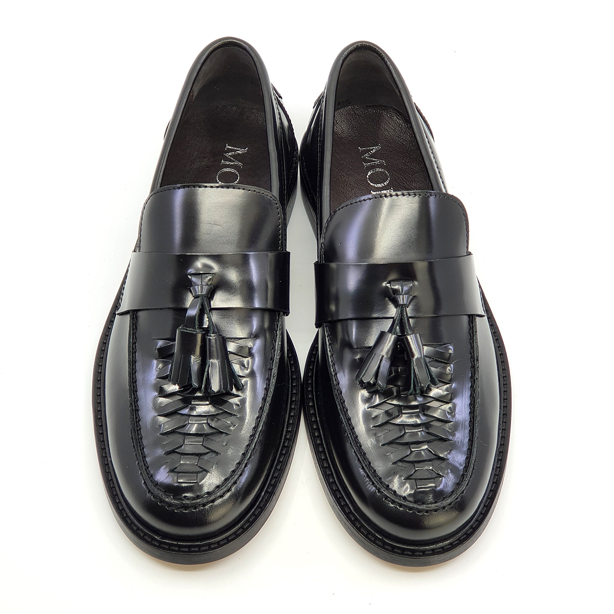 The Allnighter – Women’s Basket Weave Black Tassel Loafers – SKA ...