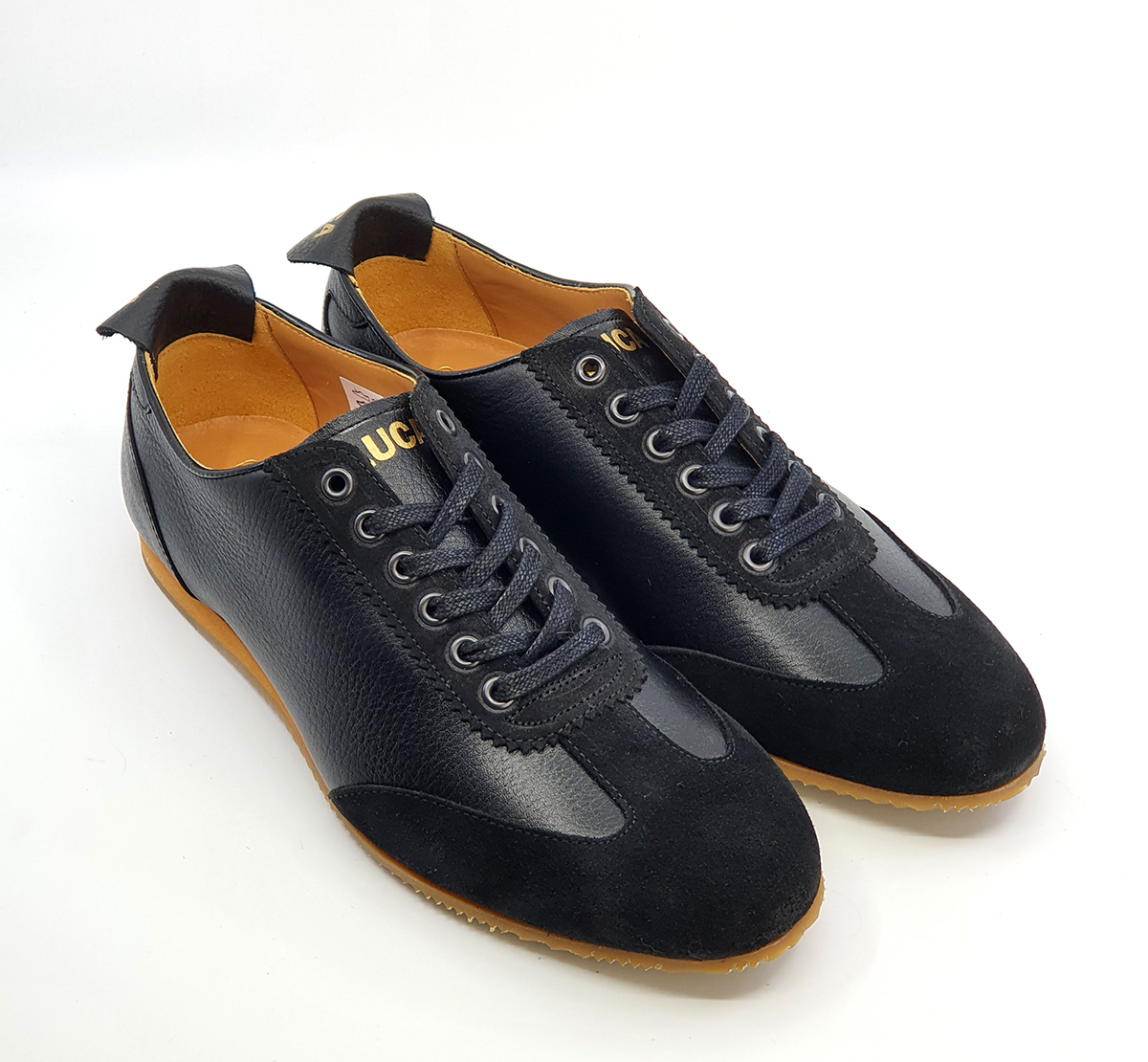 The Luca In Black Leather & Suede – Old School Trainers – Mod Shoes