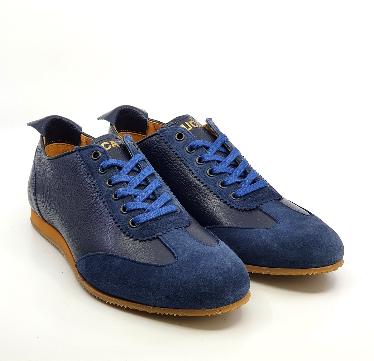 The Luca In Blue Leather & Suede – Old School Trainers – Mod Shoes