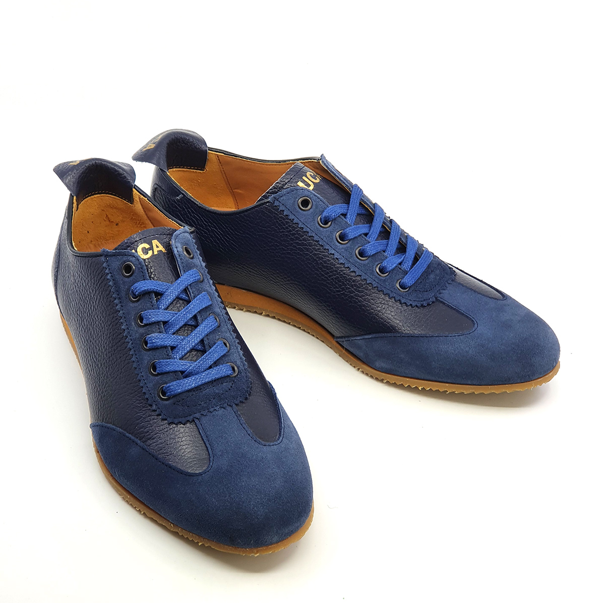 The Luca In Blue Leather & Suede – Old School Trainers – Mod Shoes