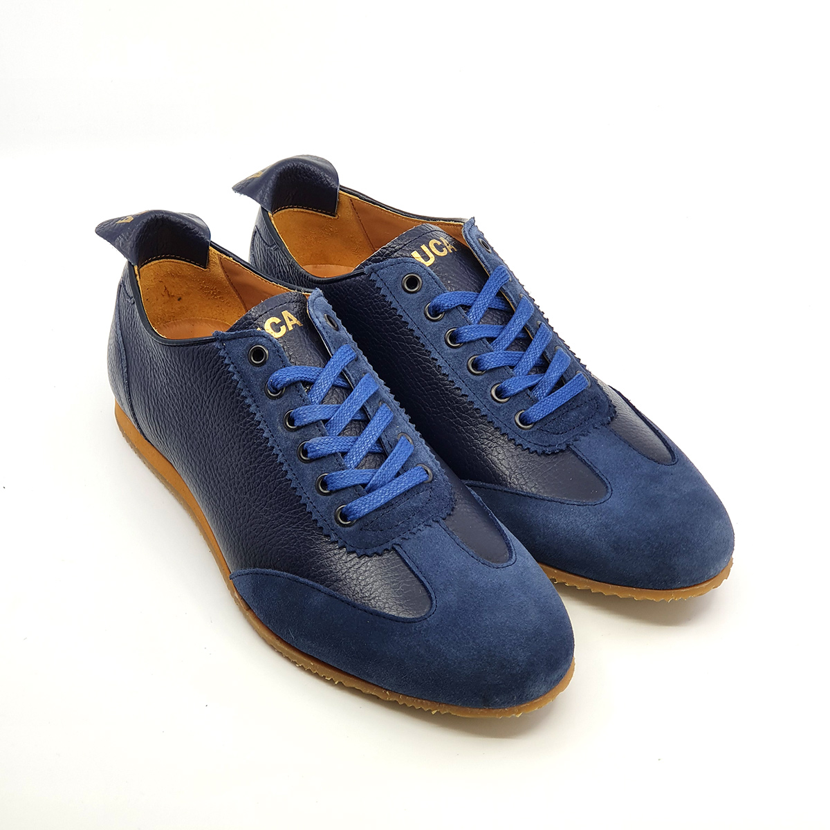 The Luca In Blue Leather & Suede – Old School Trainers – Mod Shoes