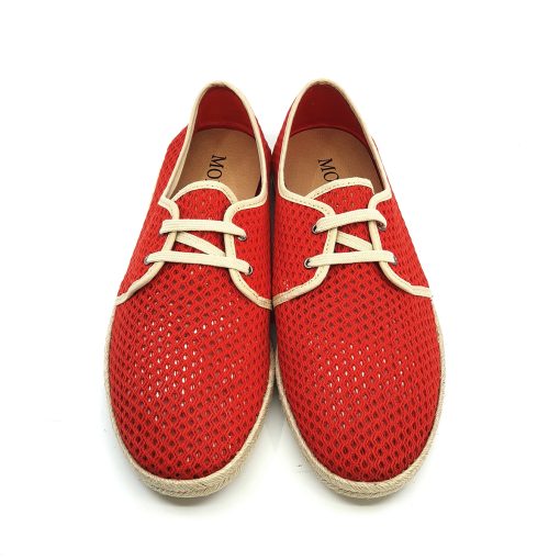 The Paulo In Red & Cream Piping Canvas - Summer Shoes - Image 3