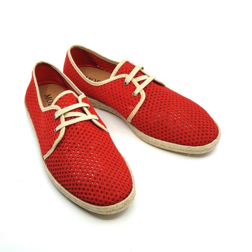 The Paulo In Red & Cream Piping Canvas - Summer Shoes - Image 5