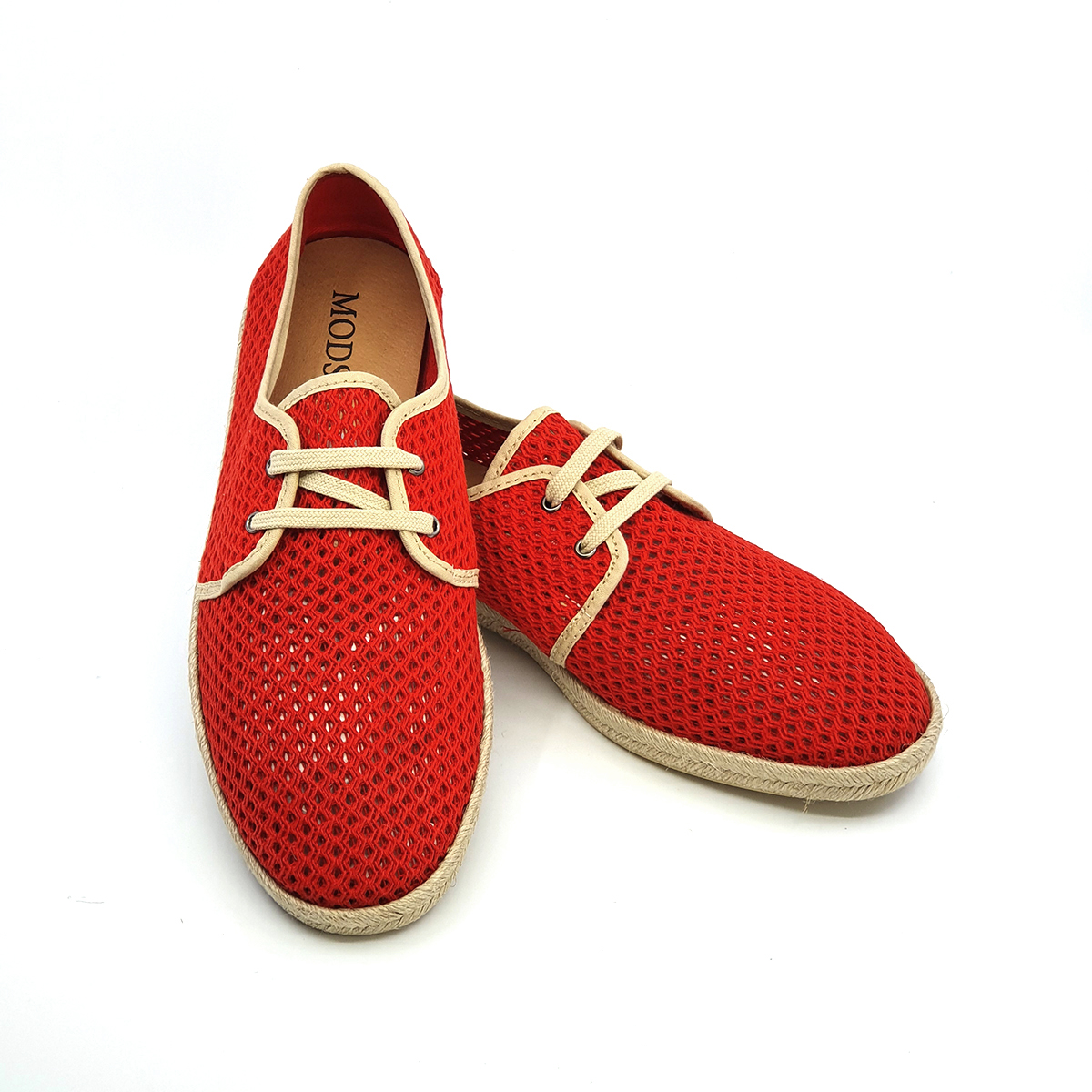 The Paulo In Red & Cream Piping Canvas – Summer Shoes – Mod Shoes