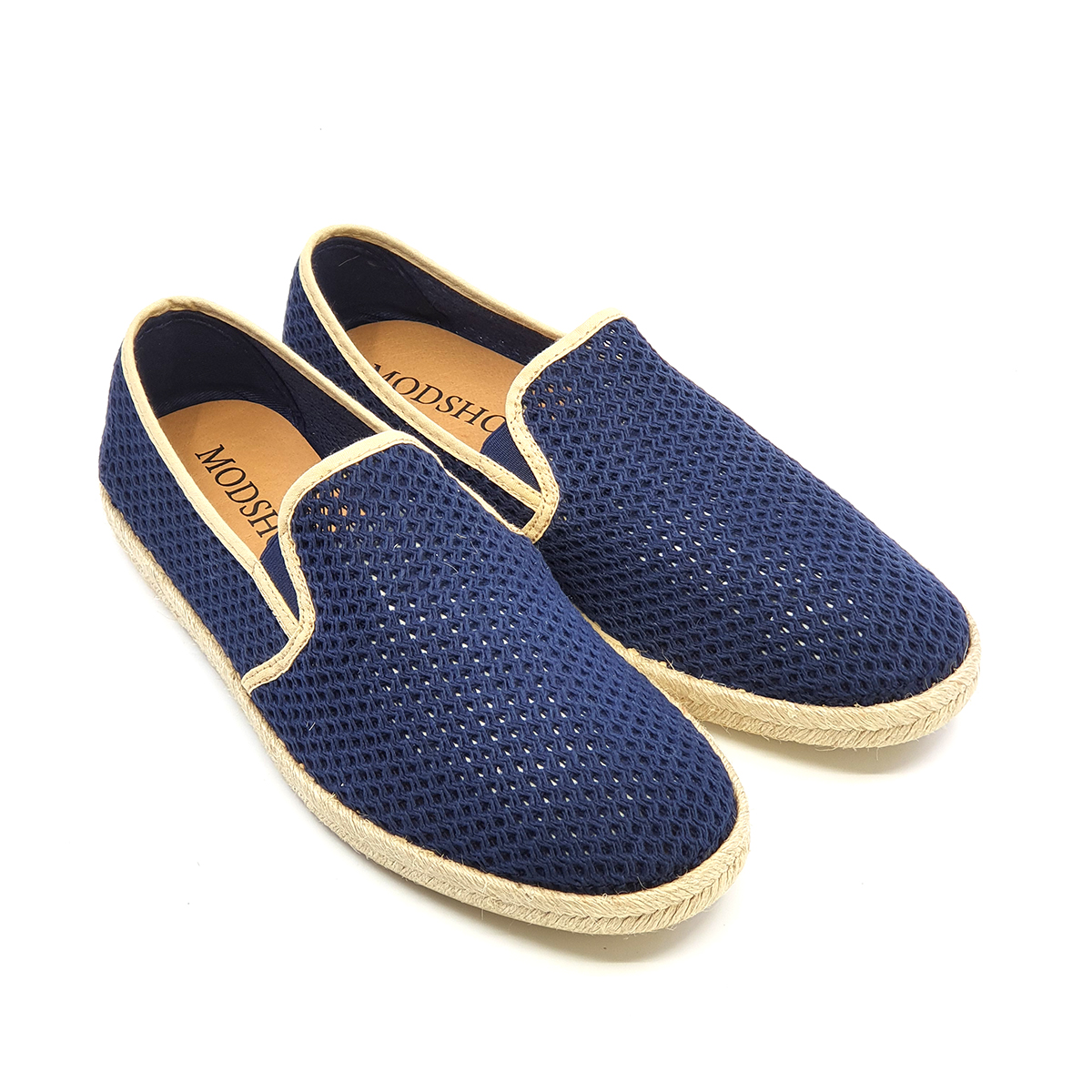 The Paulo Slip On In Navy & Cream Piping Canvas – Summer Shoes – Mod Shoes