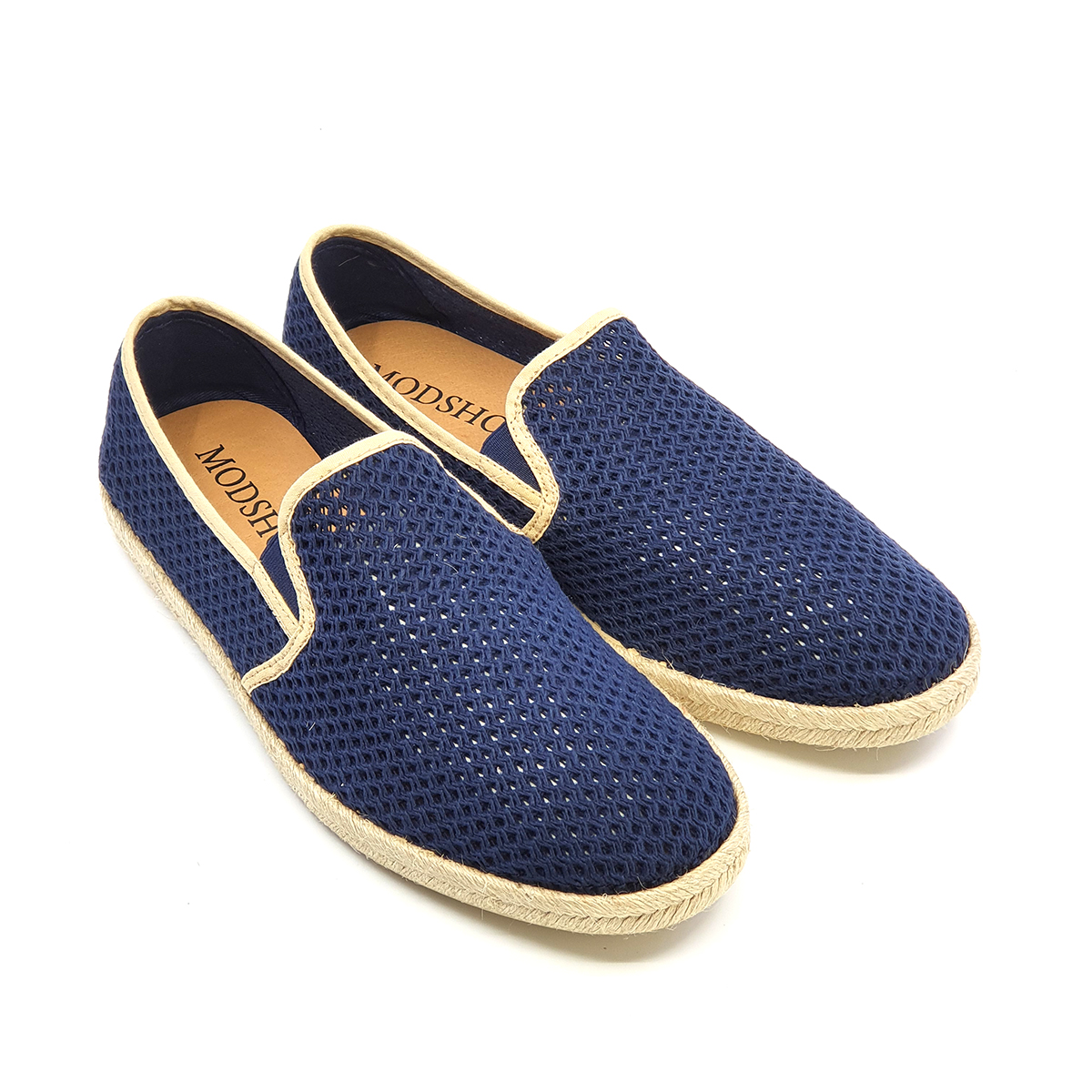 The Paulo Slip On In Navy &amp; Cream Piping Canvas Summer