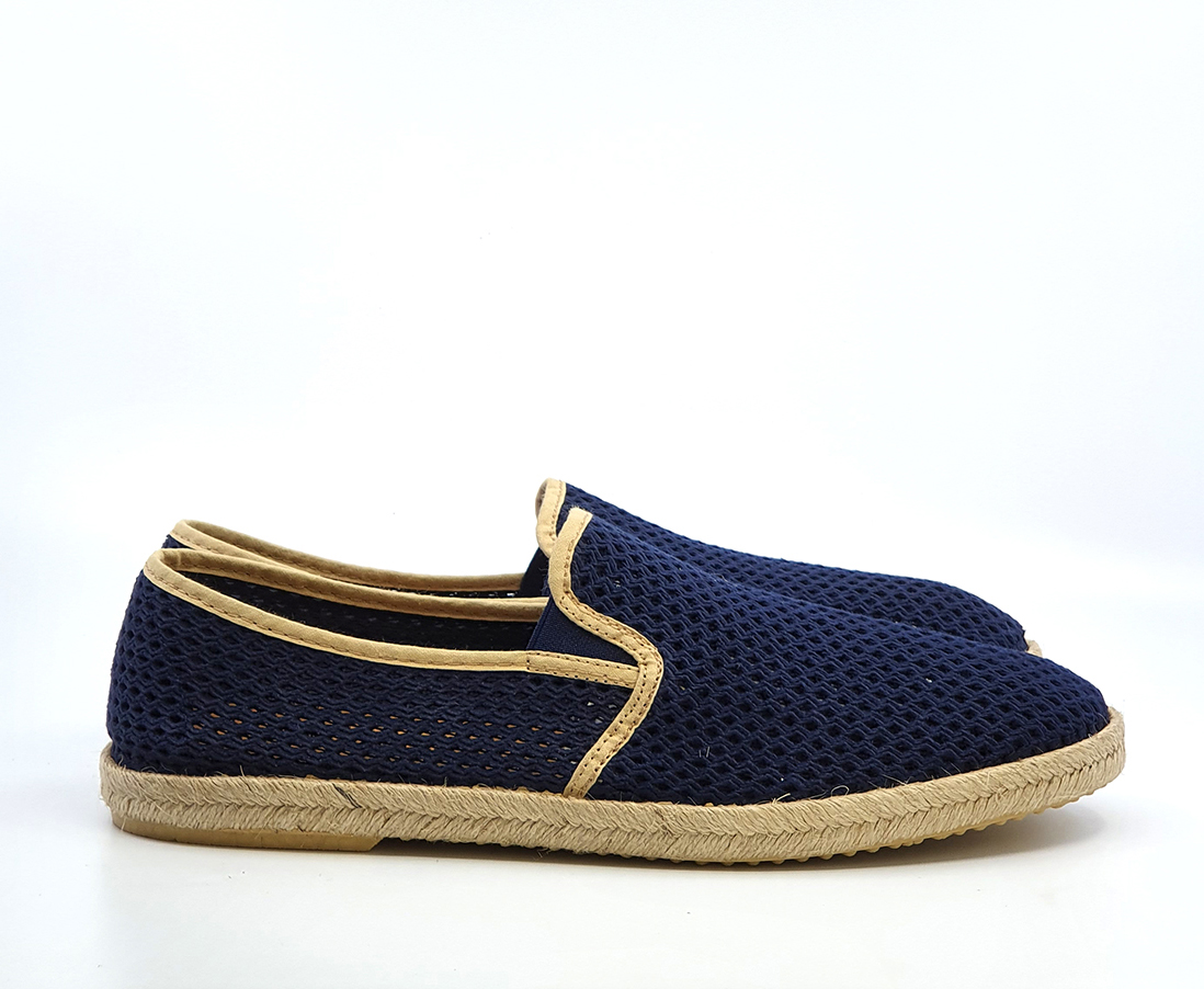 The Paulo Slip On In Navy & Cream Piping Canvas – Summer Shoes – Mod Shoes
