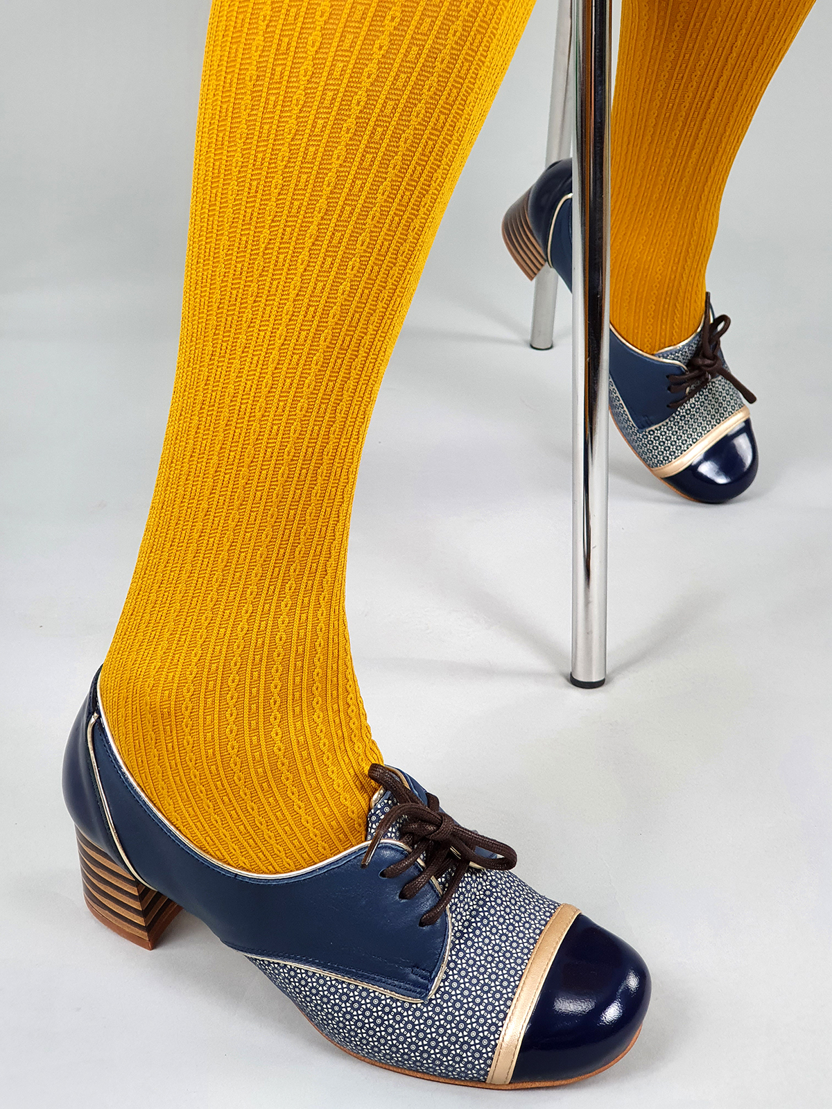 Fine Cable Tights Mustard – ladies vintage retro 60s – 70s style – Mod