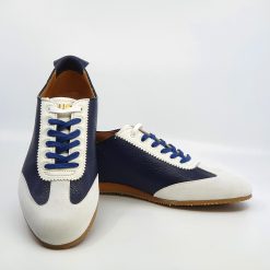 The Luca In Blue & White Leather & Suede – Old School Trainers – Mod Shoes